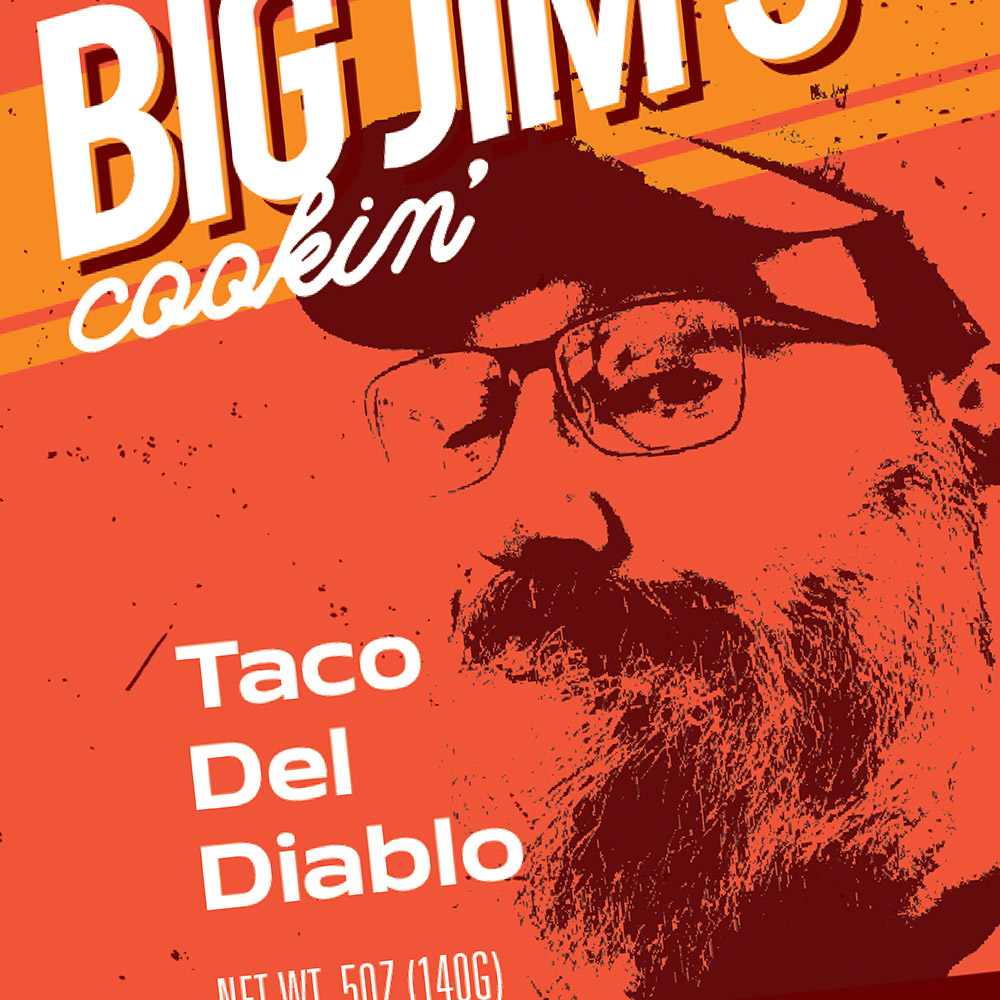 taco del diablo food packaging design for big Jim's cookin'