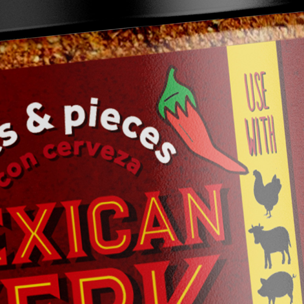 Mexican jerk seasoning food packaging design for bits & pieces