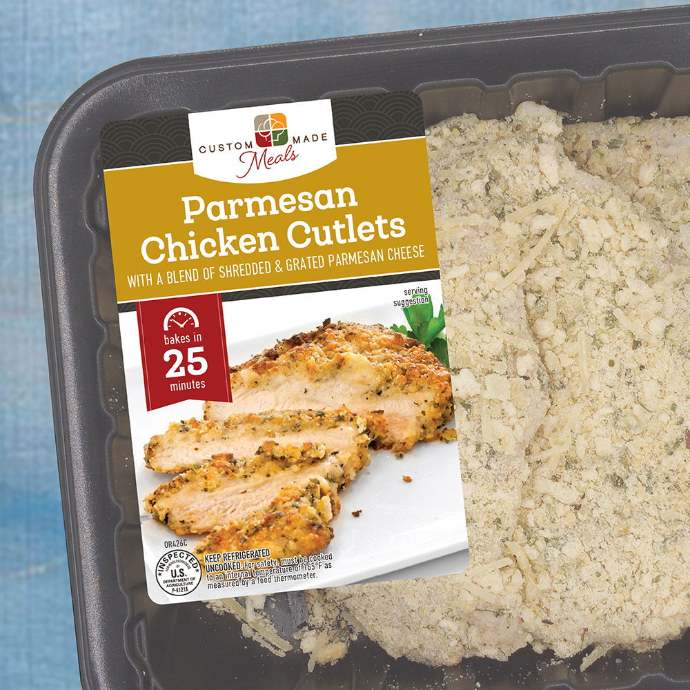 parmesan chicken cutlets food packaging design for custom made meals