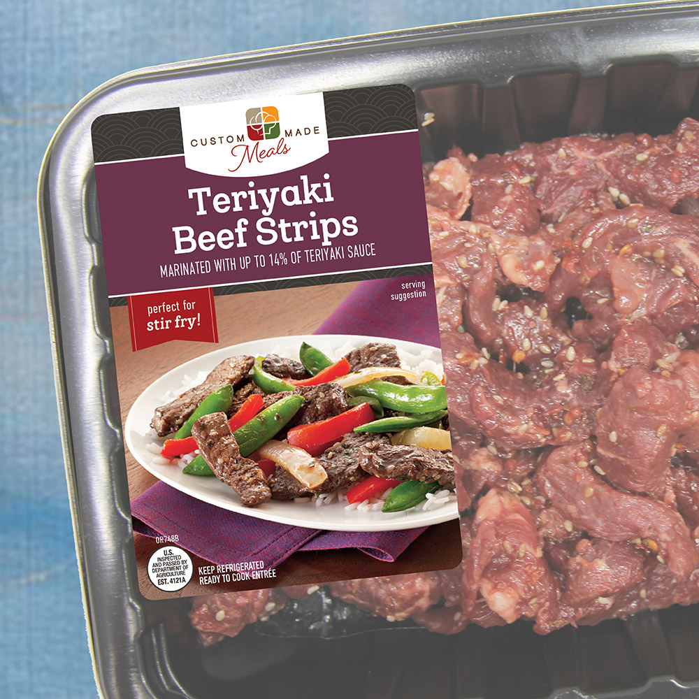 teriyaki beef strips food packaging design for custom made meals