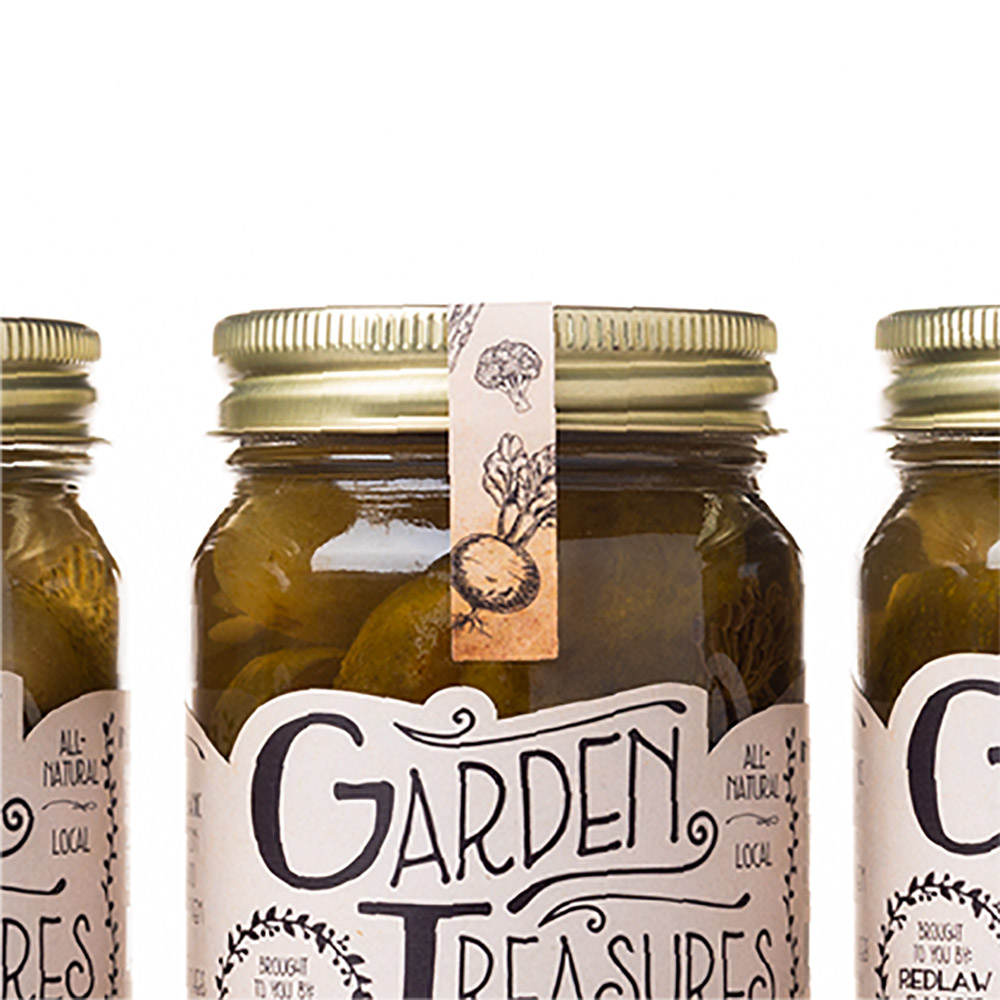 pickles food packaging design for garden treasures