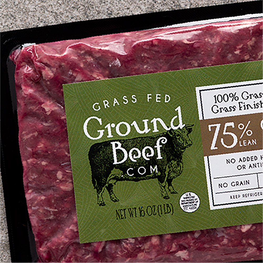 ground beef food packaging design for grass-fed ground beef