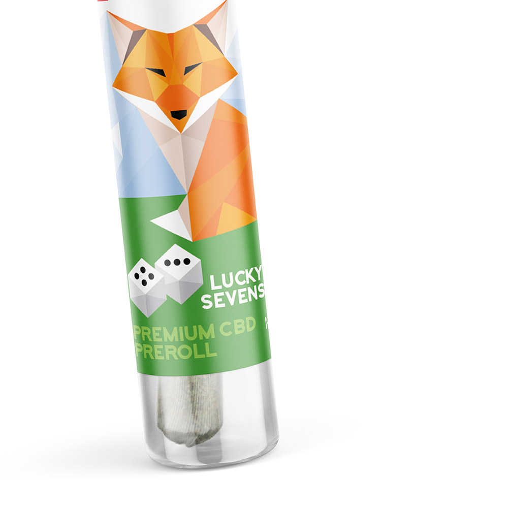 lucky sevens cbd preroll cannabis packaging design for hemp fox farms