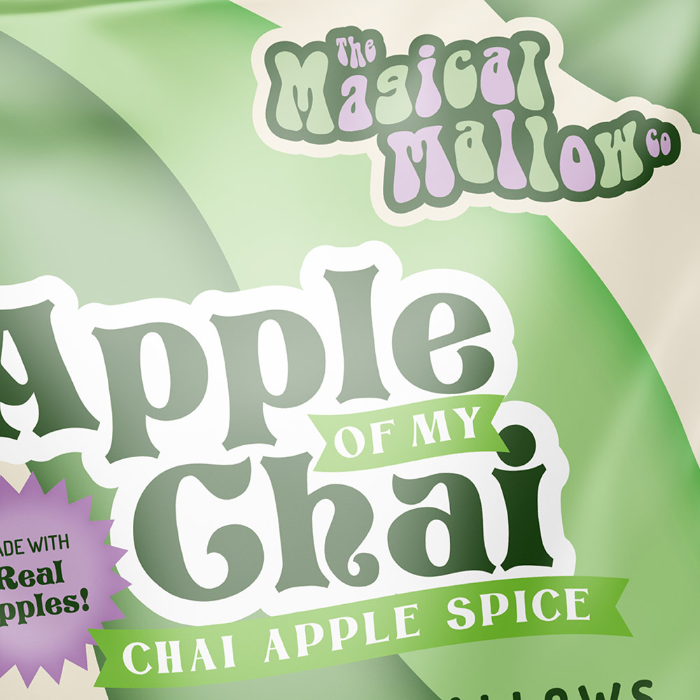 apple of my chai marshmallows food packaging design for magical mallow