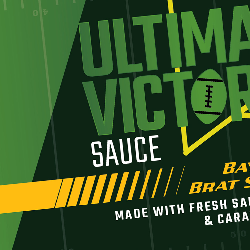 bay city brat sauce food packaging design for ultimate victory sauce