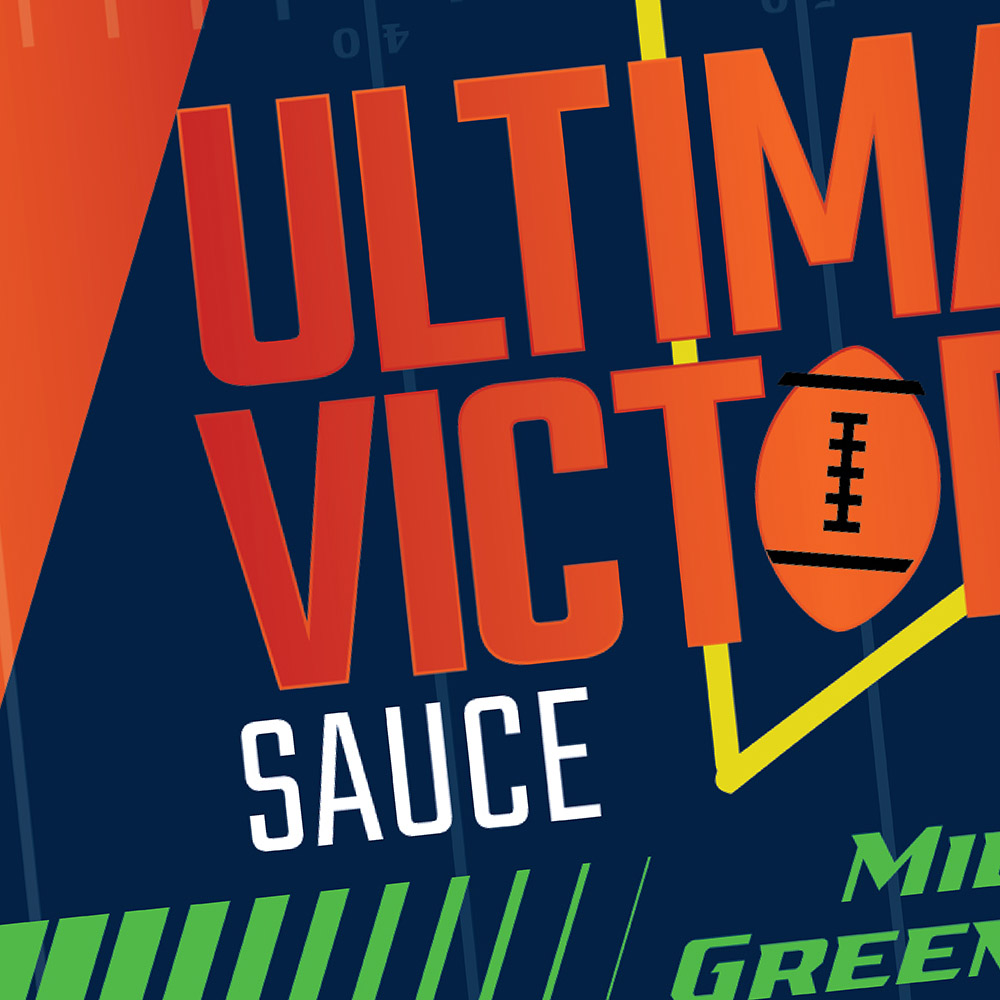 mile high green Chile food packaging design for ultimate victory sauce