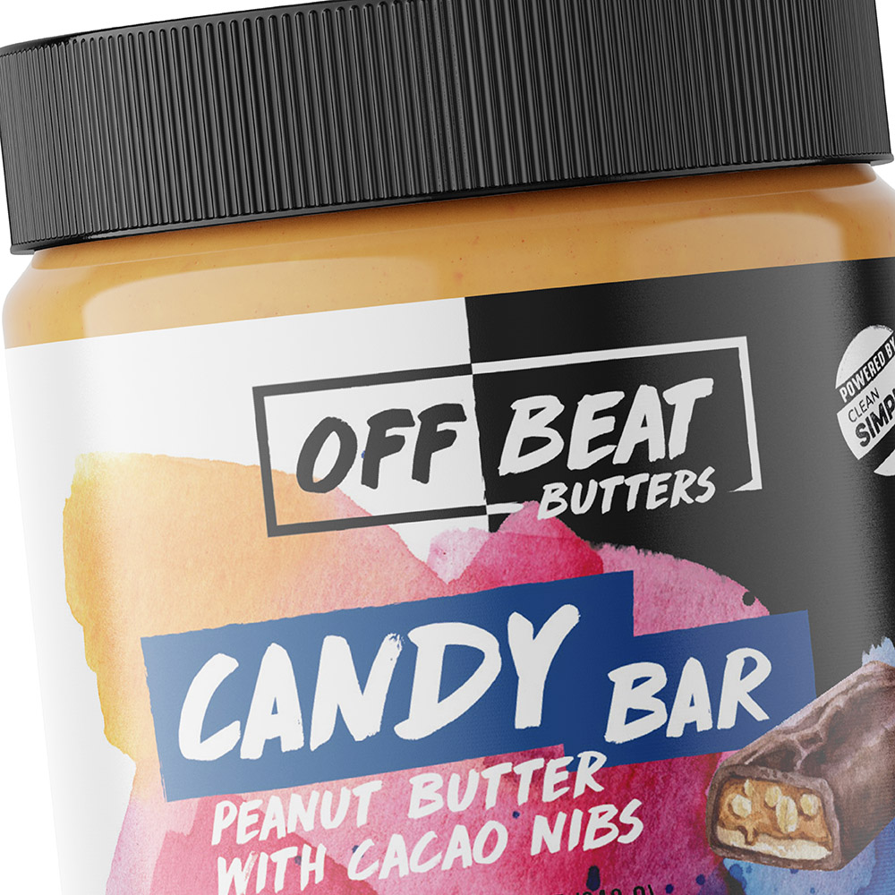 candy bar nut butter food packaging design for offbeat butters