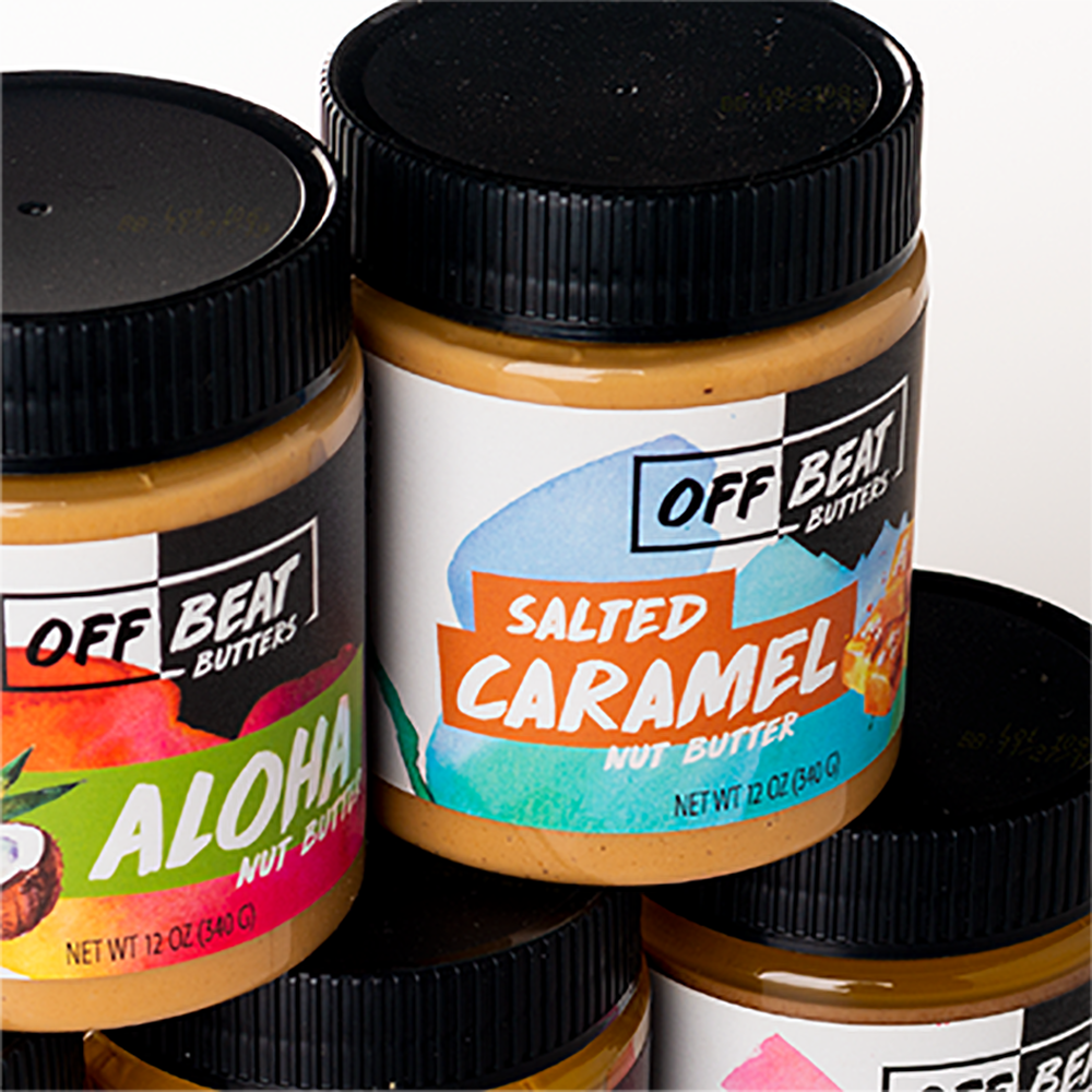 nut butter food packaging design for offbeat butters