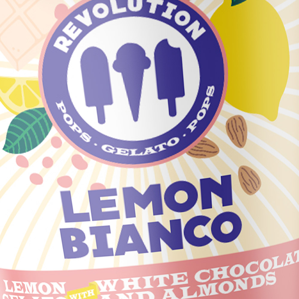 lemon bianco gelato food packaging design for revolution artisan pops
