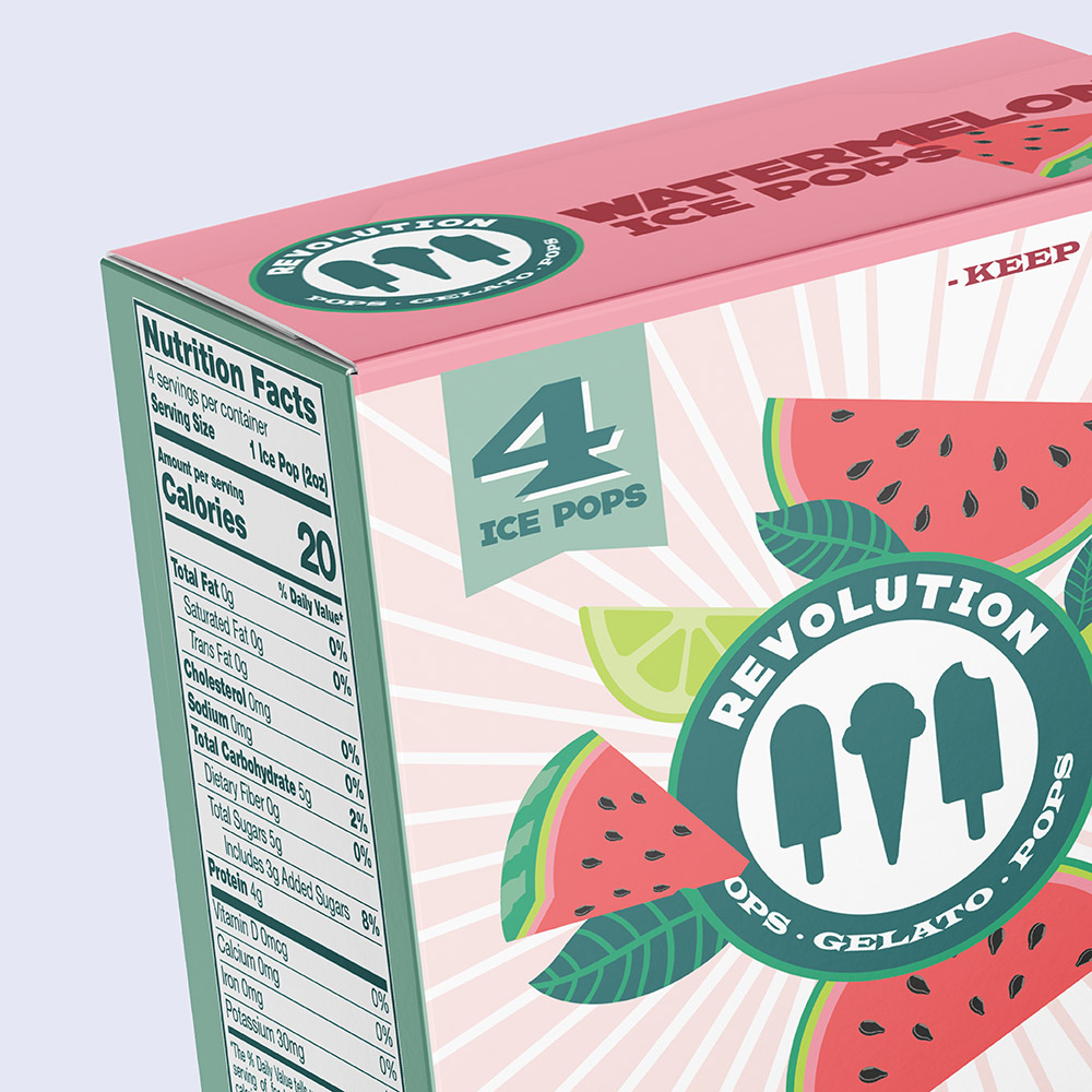 watermelon ice pops food packaging design for revolution artisan pops