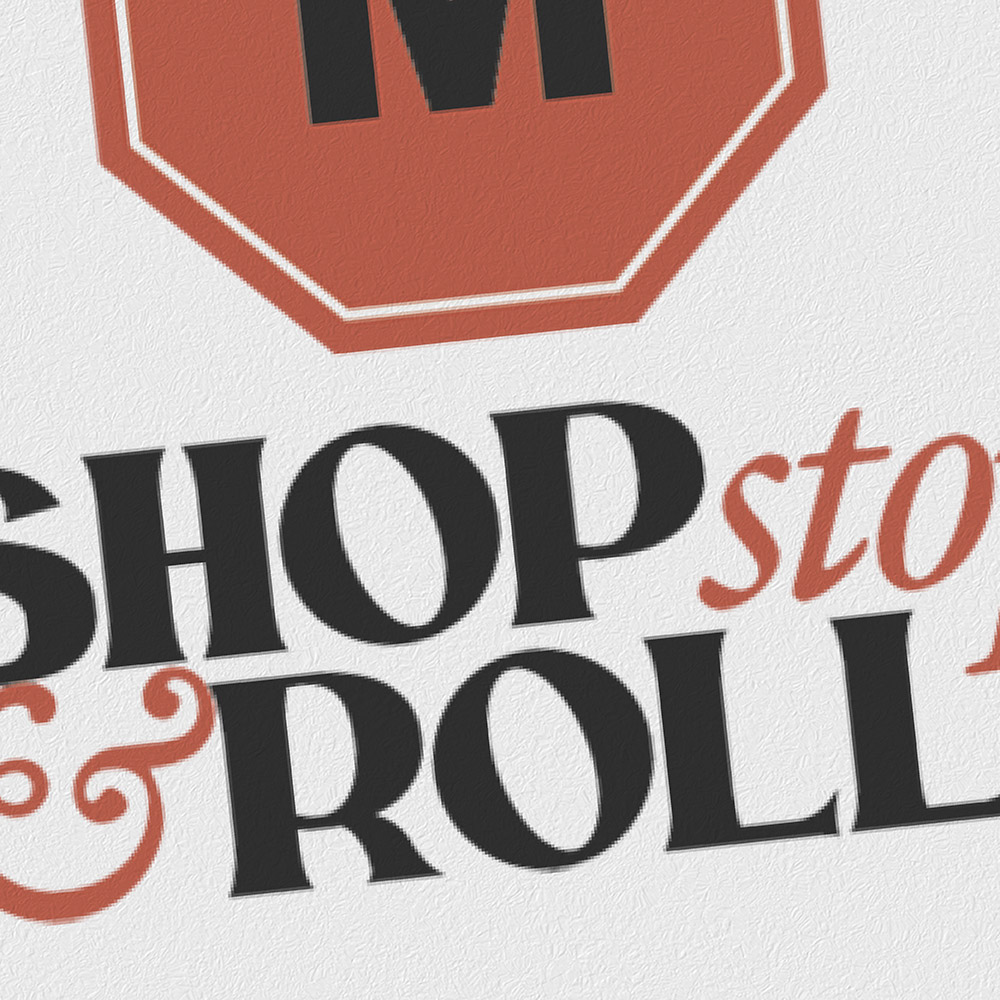 shop stop and roll logo design