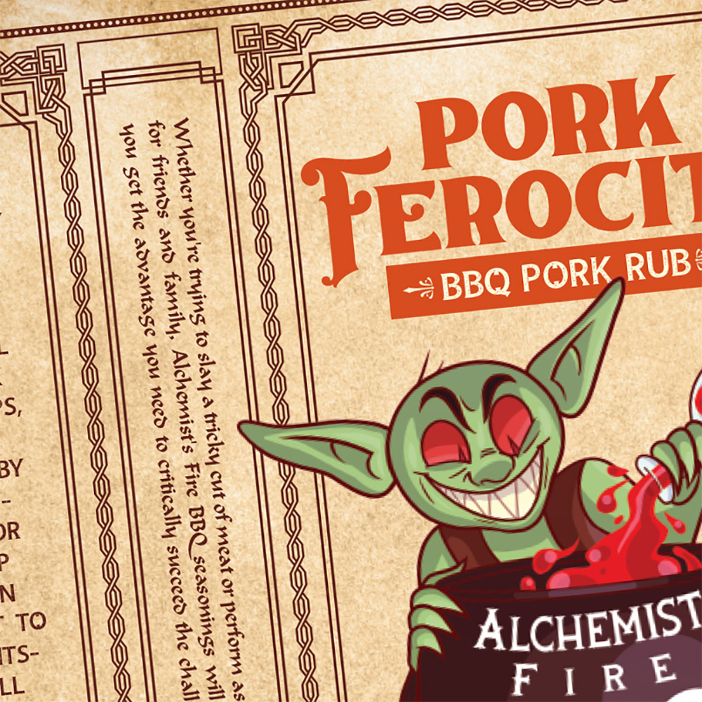 bbq pork rub food packaging design for alchemists fire bbq
