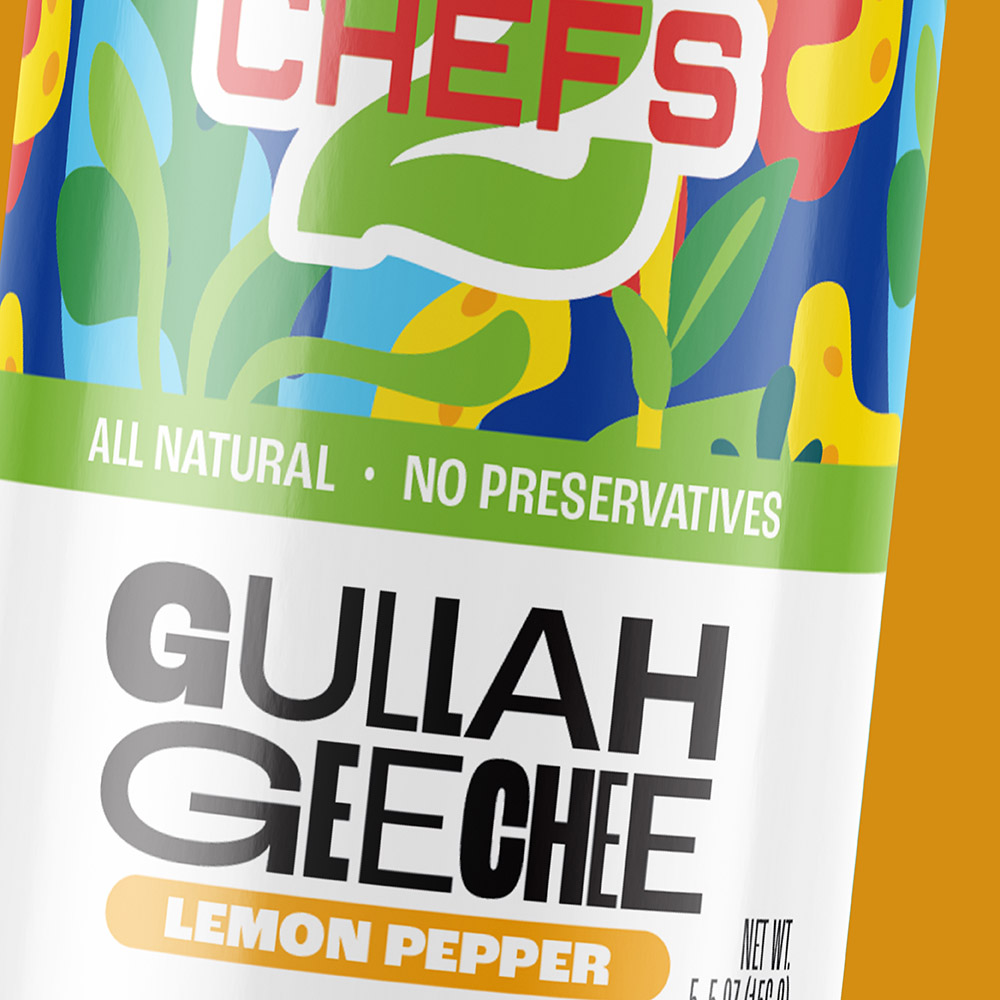 Gullah Geechee lemon pepper food packaging design for 2 chefs