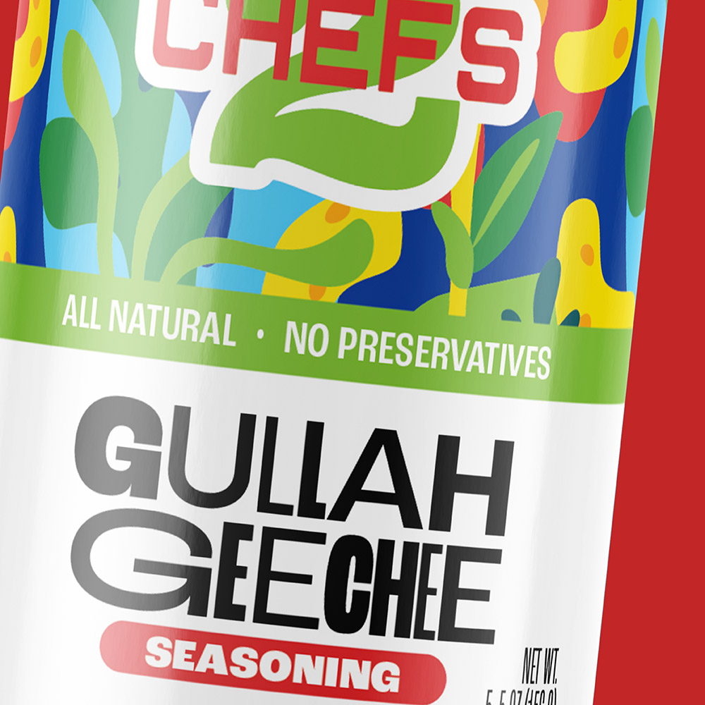 Gullah Geechee seasoning food packaging design for 2 chefs