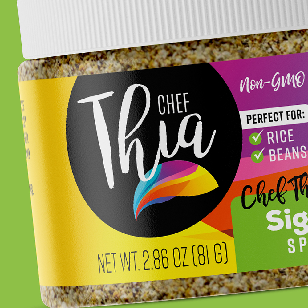 signature spice mix food packaging design for chef thia
