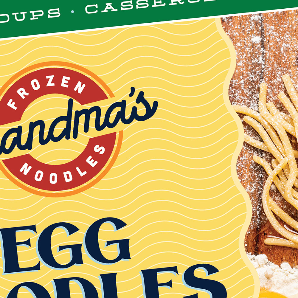 egg noodles spaghetti food packaging design for grandma's noodles