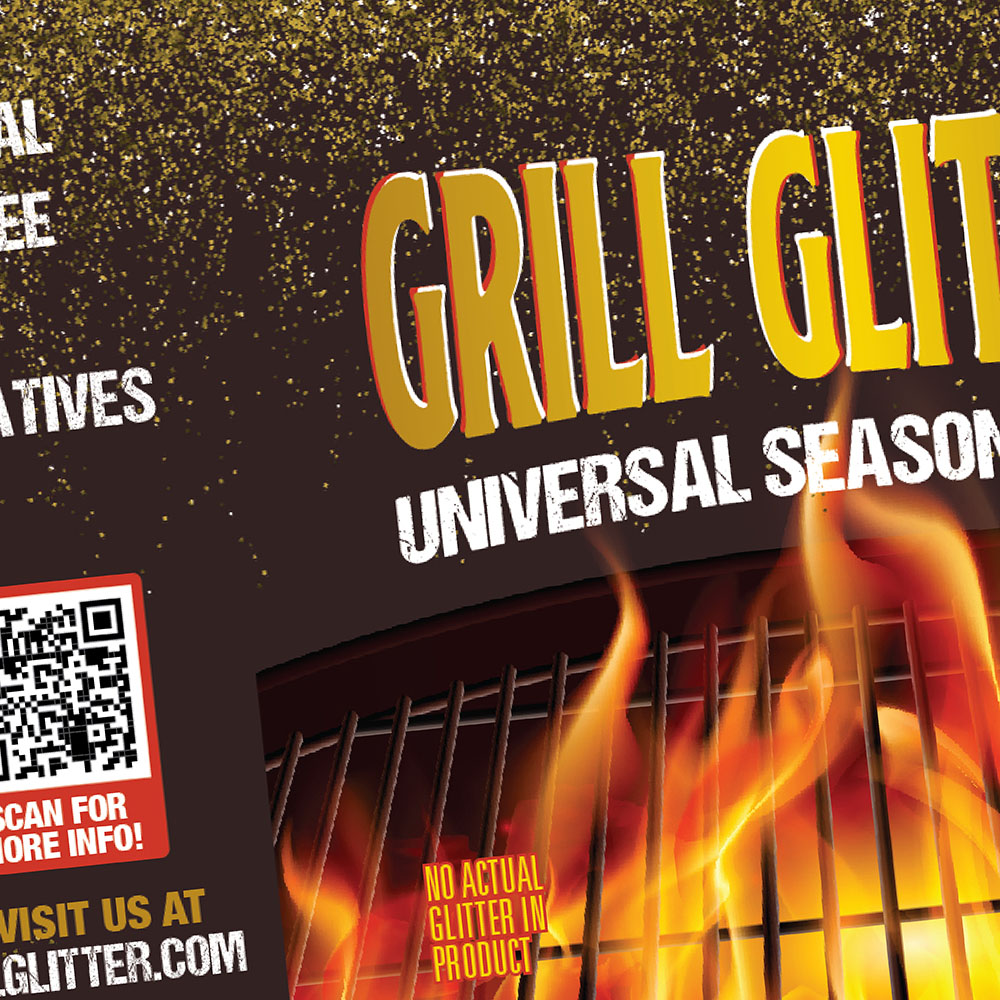 universal seasoning rub food packaging design for grill glitter