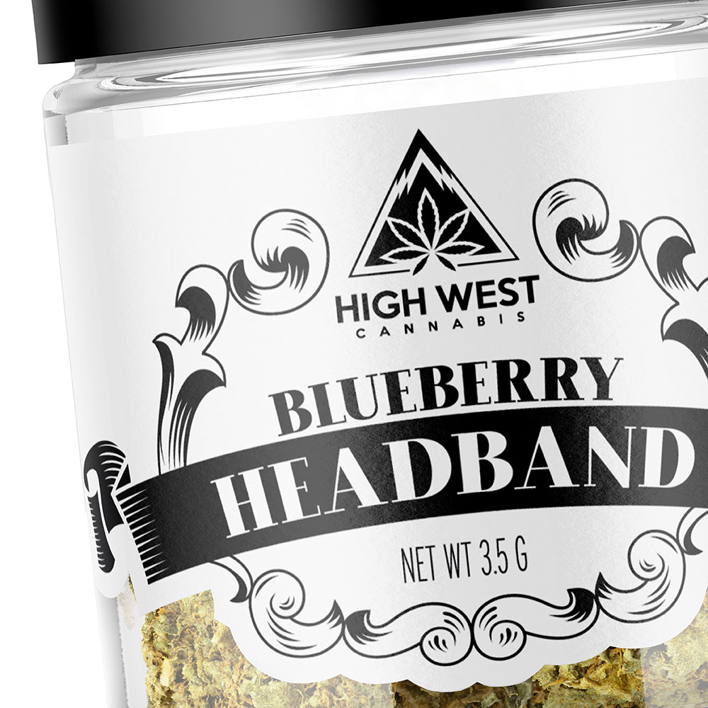 blueberry headband cannabis packaging design for high west cannabis