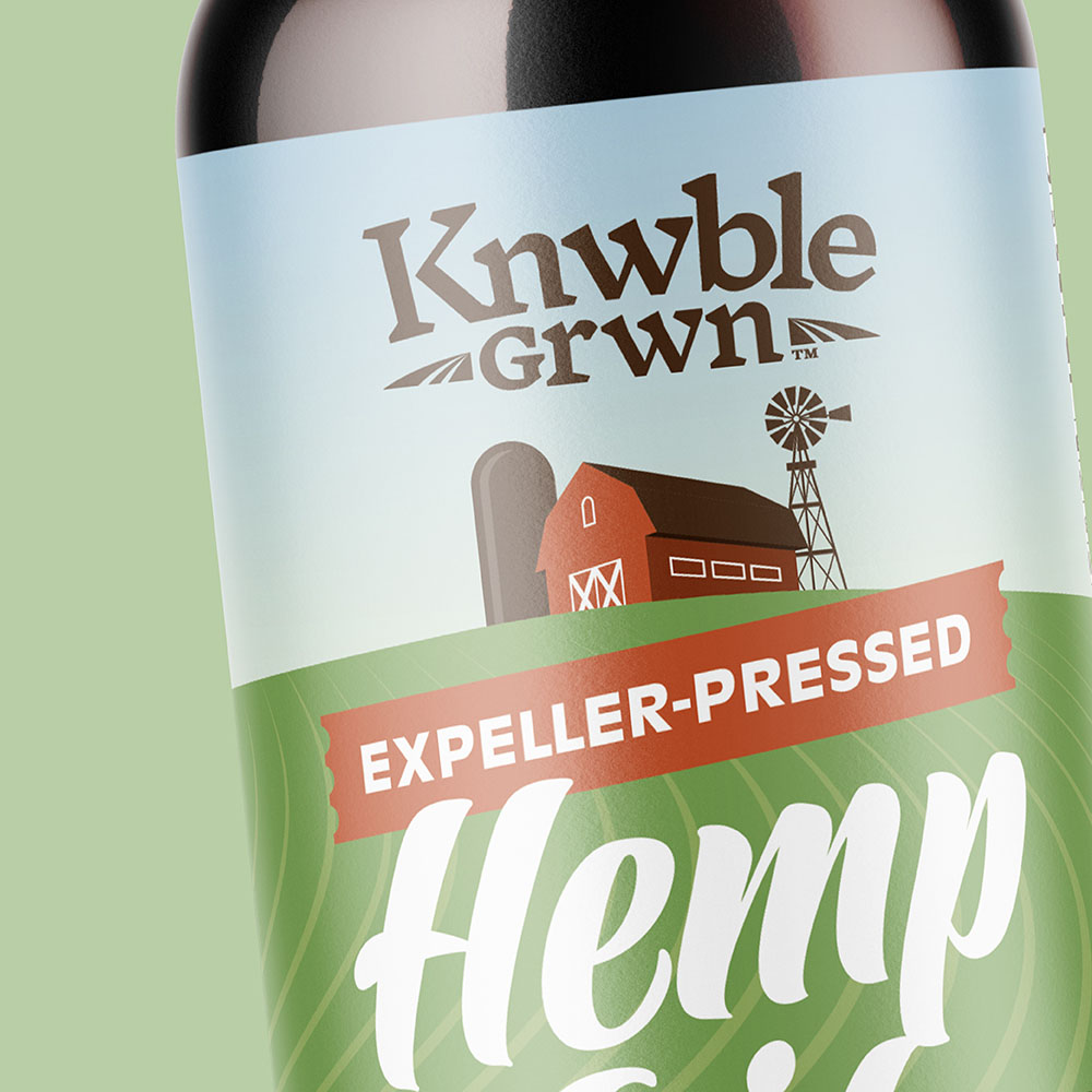 hemp oil food packaging design for knwble grwn