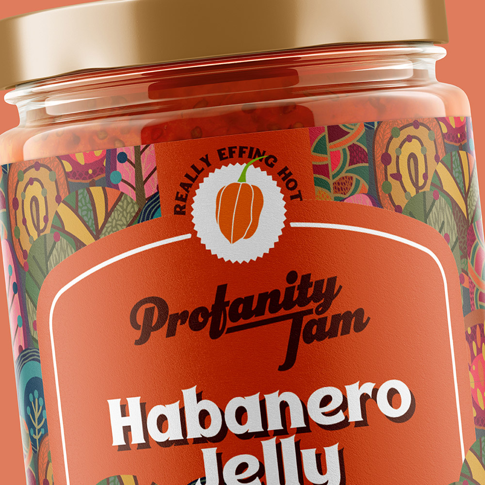 habanero jelly food packaging design for profanity jam