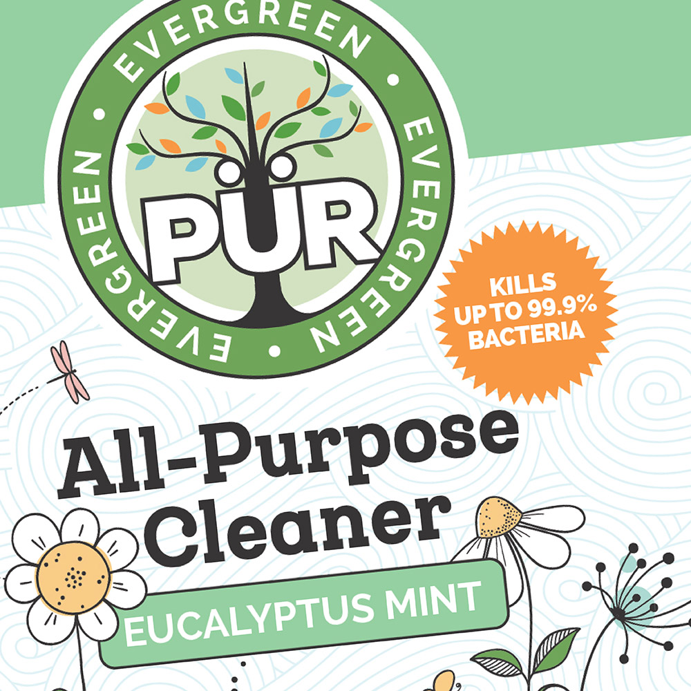 eucalyptus mint all-purpose cleaner packaging design for PurEvergreen