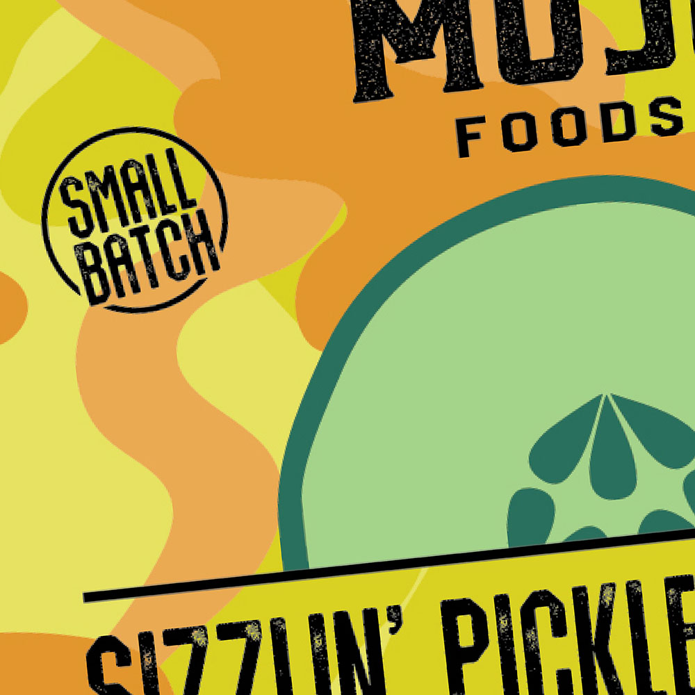 sizzling pickle bbq sauce food packaging design for real mojo foods
