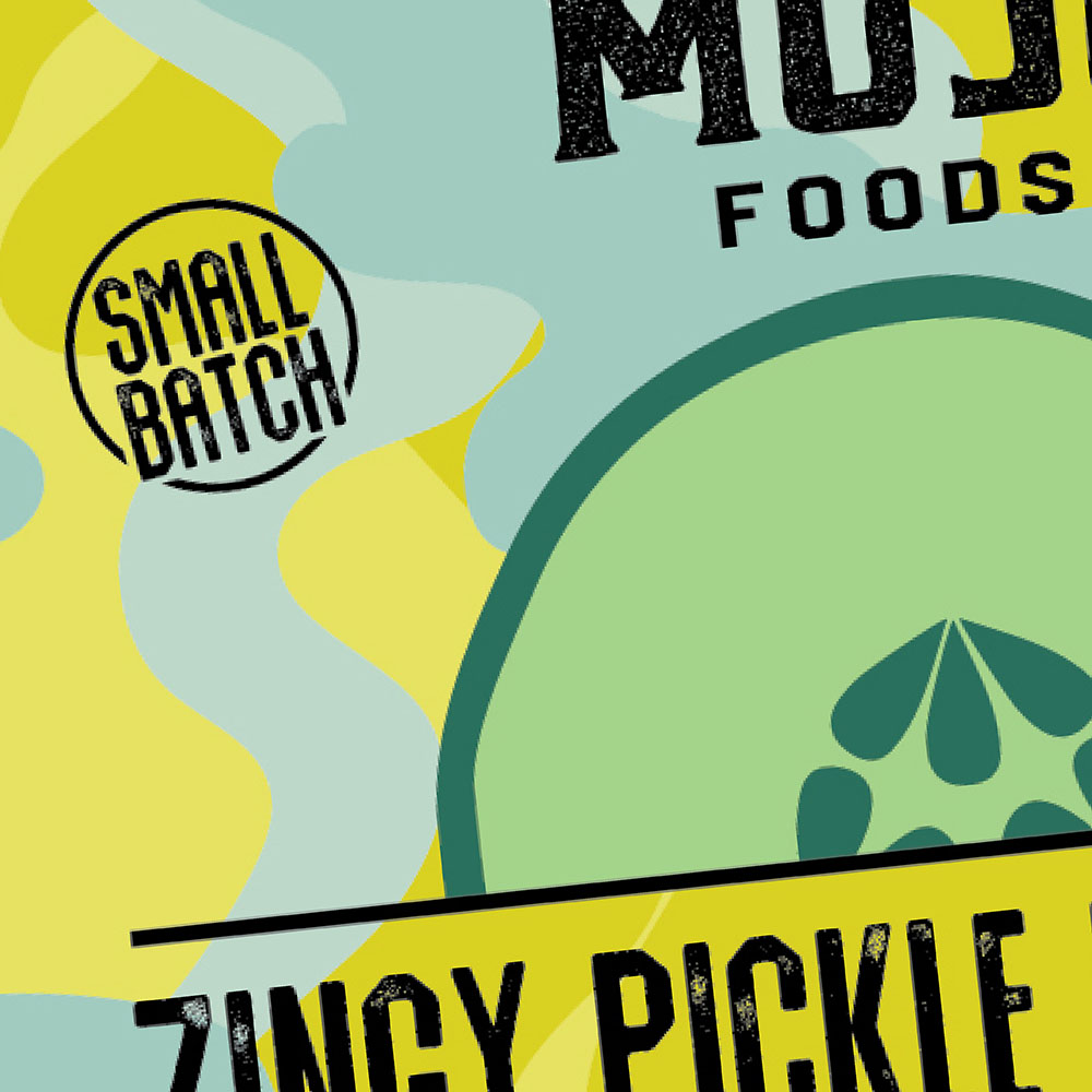 zingy pickle bbq sauce food packaging design for real mojo foods