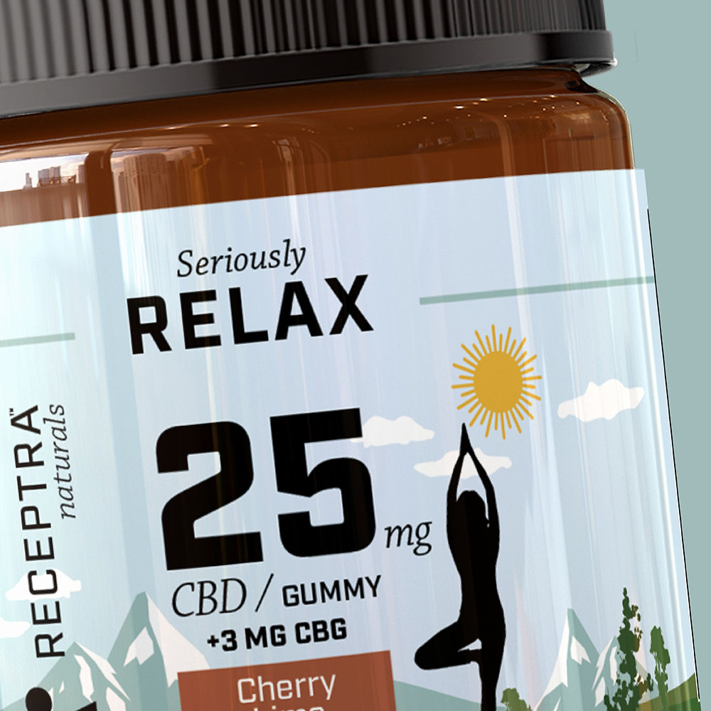 relax cbd gummies cannabis packaging design for Receptra naturals