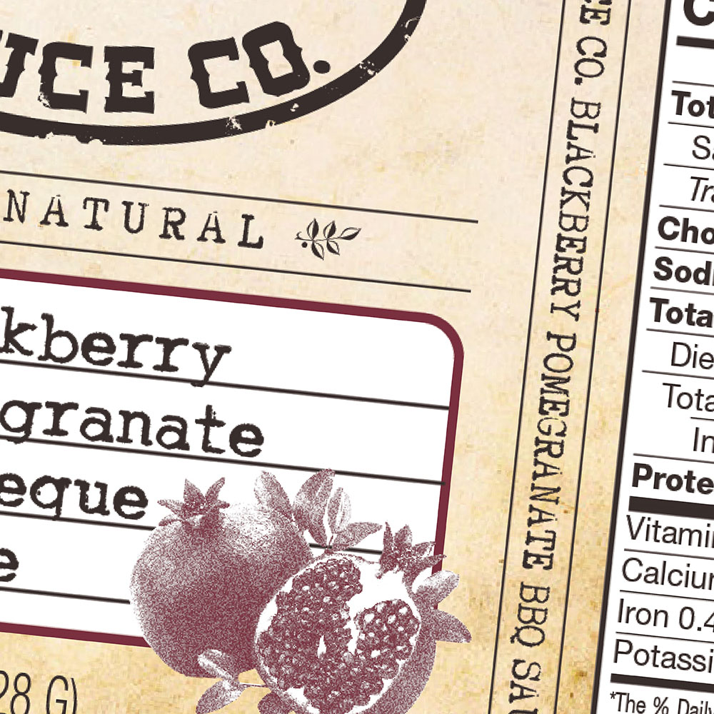blackberry pomegranate barbecue sauce food packaging design for redraw sauce co