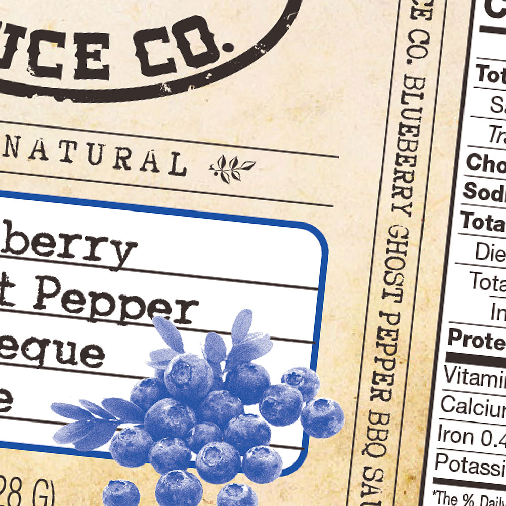 blueberry ghost pepper barbecue sauce food packaging design for redraw sauce co