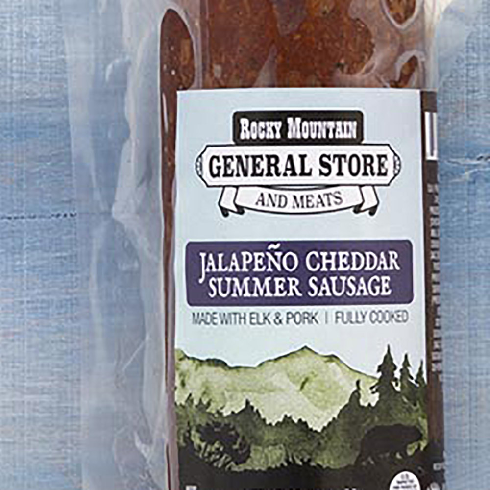meat sausage food packaging design for Rocky Mountain general store