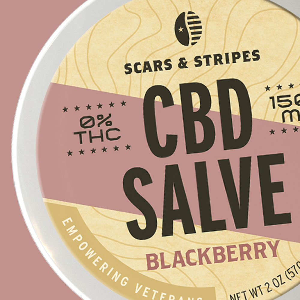 blackberry cbd salve cannabis packaging design for scars & stripes