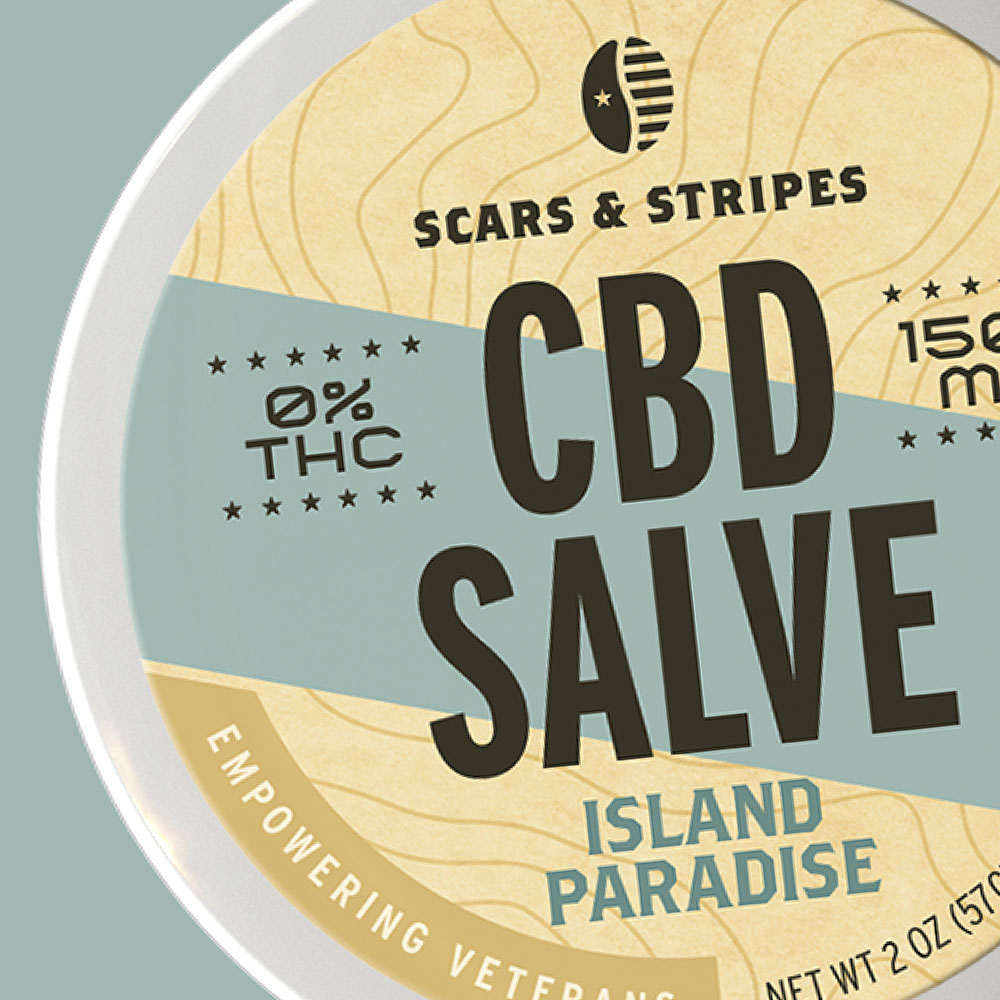 island paradise cbd salve cannabis packaging design for scars & stripes