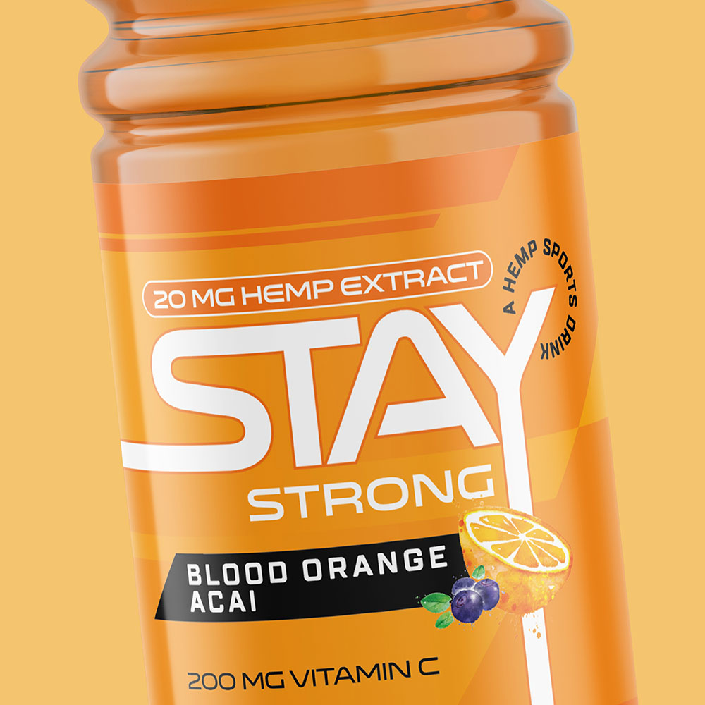 blood orange açaí beverage packaging design for stay