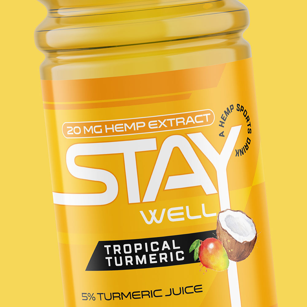 tropical turmeric beverage packaging design for stay