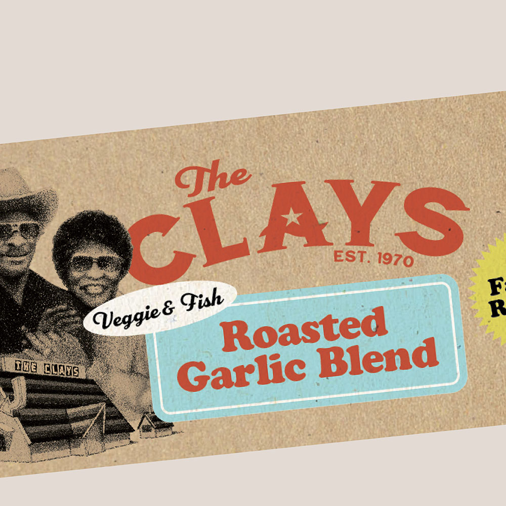 roasted garlic blend food packaging design for the clays