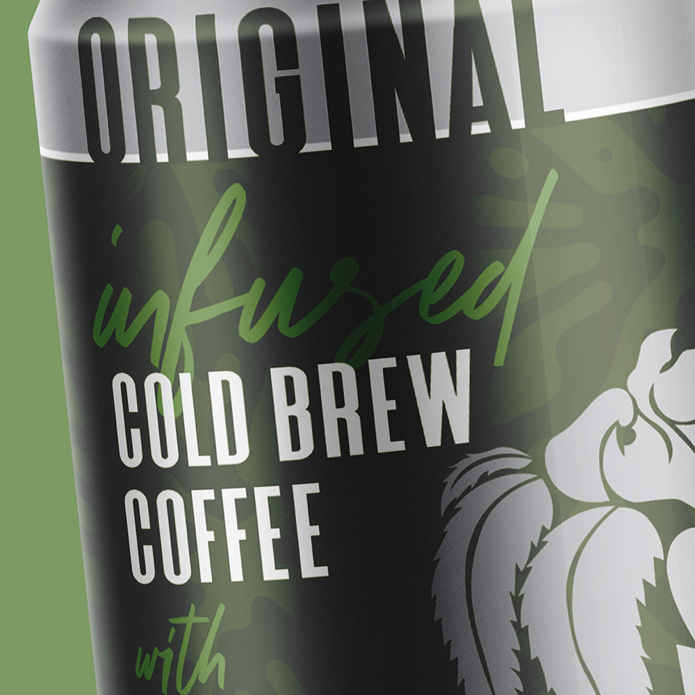 original cold brew coffee cannabis beverage packaging design for Thon