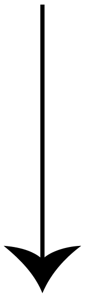 A stylized black arrow, pointing down.