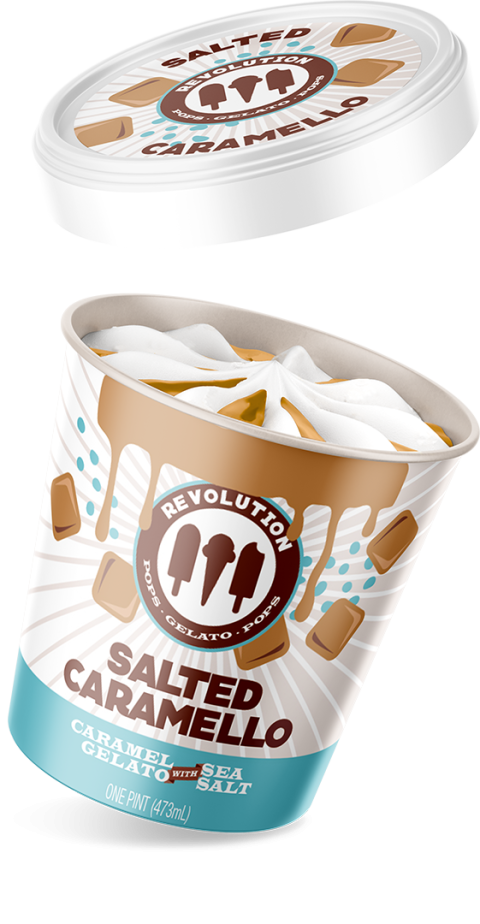 salted caramello gelato food packaging design for revolution artisan pops